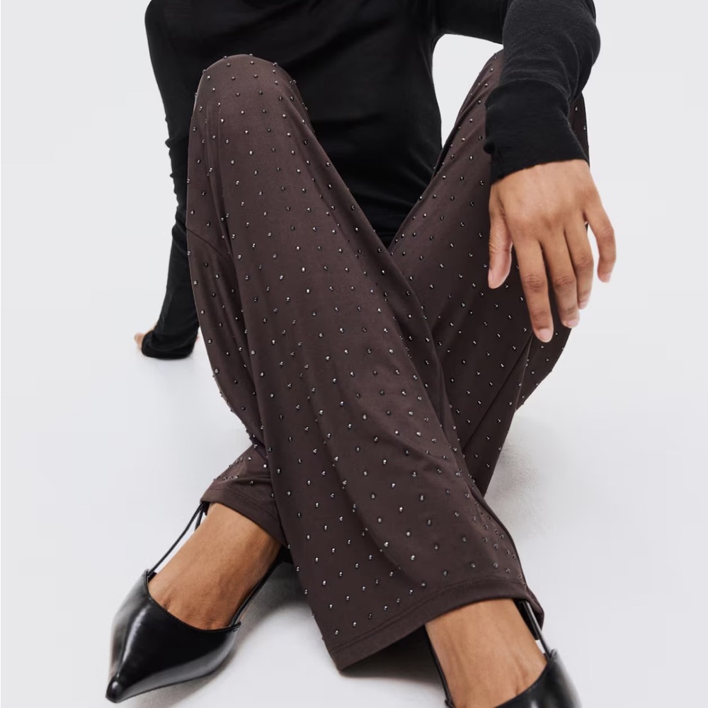 NWT H&M Rhinestone Embellished Jersey Trousers